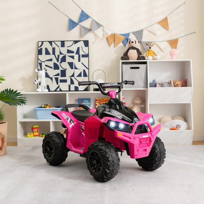 Costway 12v Battery Powered Kids Ride On Atv Electric 4-wheeler Quad Car With Mp3 & Light