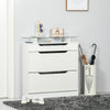 HOMCOM High Gloss Shoe Cabinet with 2 Flip Drawers and Glass Top, White