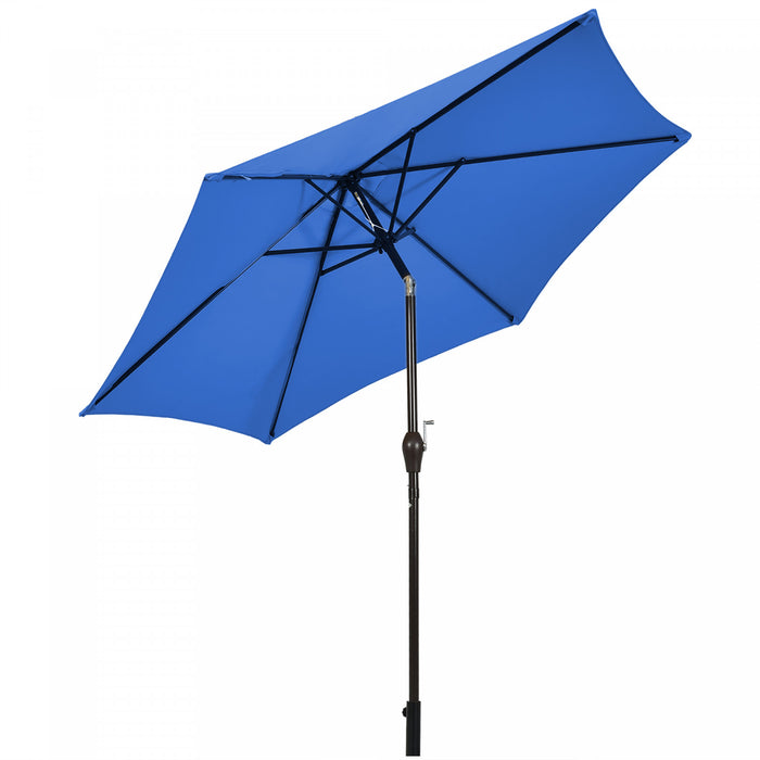 Costway 9Ft Outdoor Market Patio Table Umbrella Push Button Tilt Crank Lift Blue