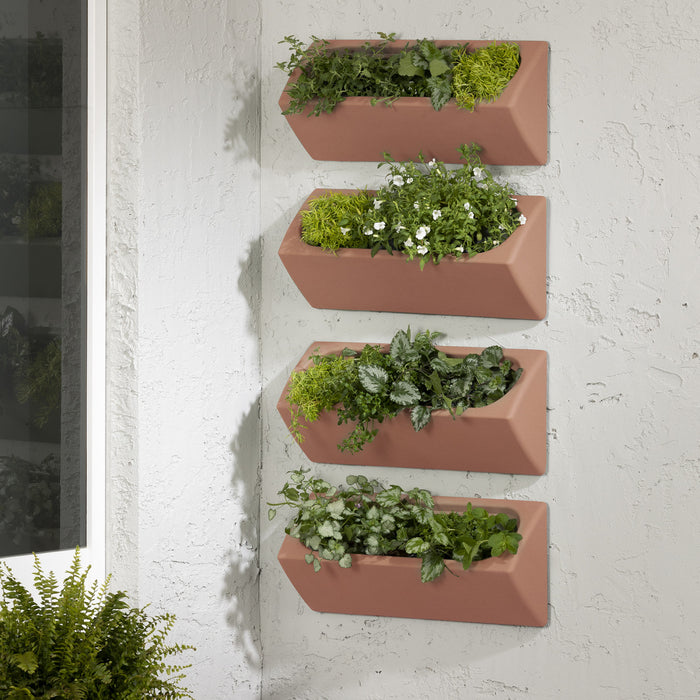 Dalya 4-Piece Outdoor Wall Planter - Burnt Orange