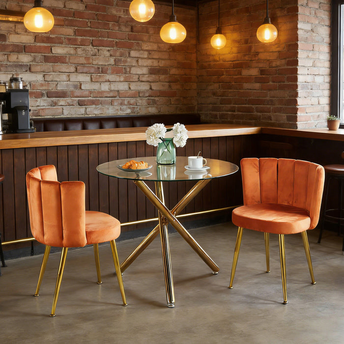 Lila Velvet Dining Chairs Set of 2,Orange Accent Chair