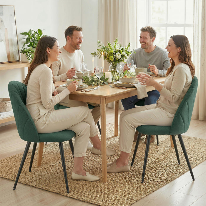 HOMCOM Dining Chairs Set of 4 Kitchen Chairs with Metal Legs Green