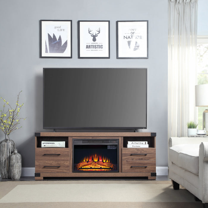 Richmond Industrial Traditional 2-Piece Electric Fireplace in Black and Brown