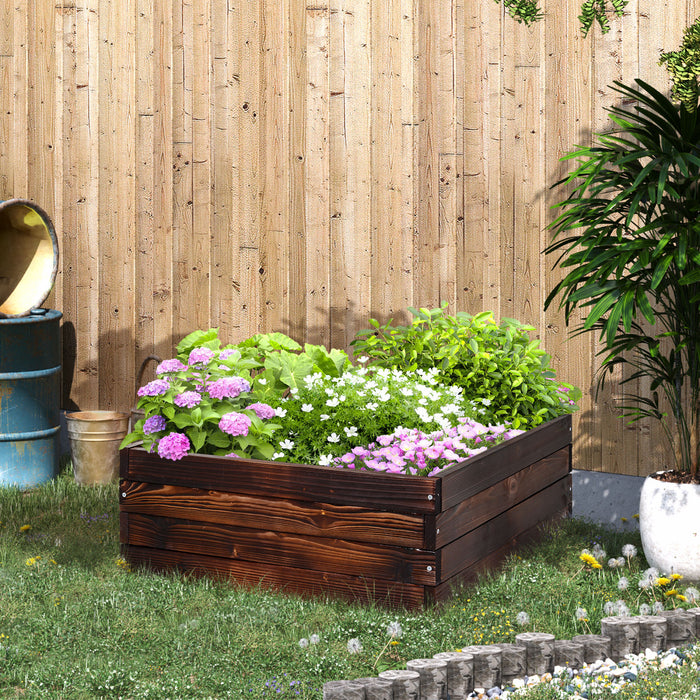 Outsunny Raised Garden Bed Elevated Wooden Planter Box For Backyard, Patio To Grow Vegetables, Herbs, And Flowers