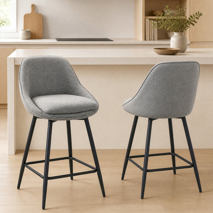 HOMCOM Swivel Bar Stools Set of 2 26\" Counter Height Barstools, Dark Grey