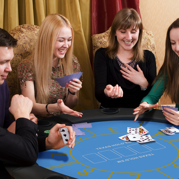 Soozier 47\" Foldable Poker Table 8 Player Blackjack Game Table, Black