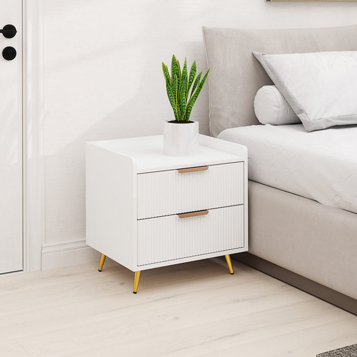 HOMCOM Bedside Table, Nightstand with 2 Drawers for Bedroom, White