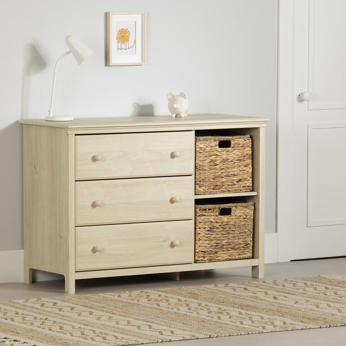 Cotton Candy 3-Drawer Dresser with Storage Baskets - Bleached Oak