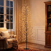 HOMCOM 6FT Lighted Snow-Flocked Twig Tree with Fairy Lights 328 LED