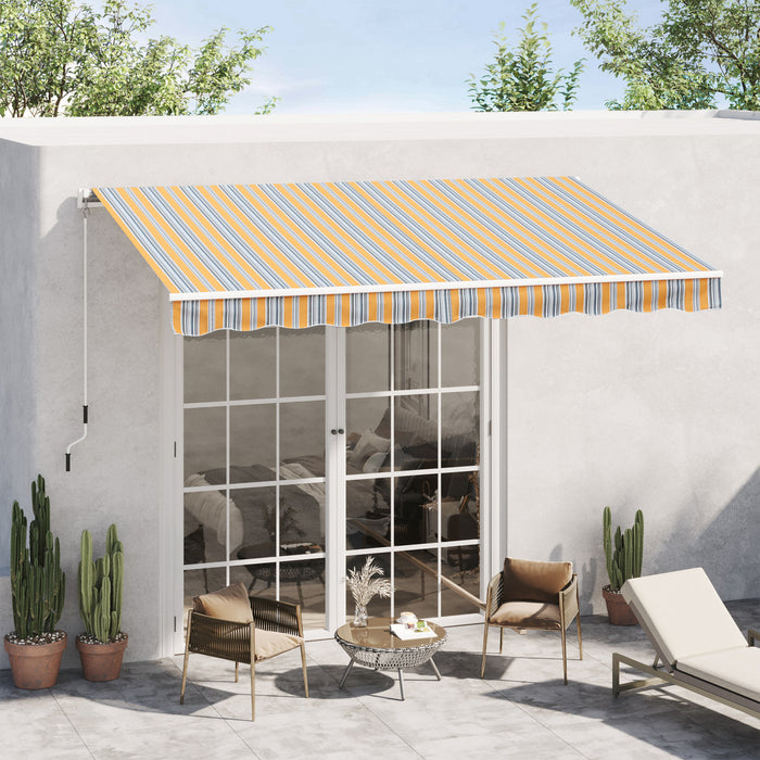Outsunny 13' X 8' Manual Retractable Patio Awning Sun Shade Outdoor Deck Window Door Canopy Shelter Aluminum Frame Mix Colour
