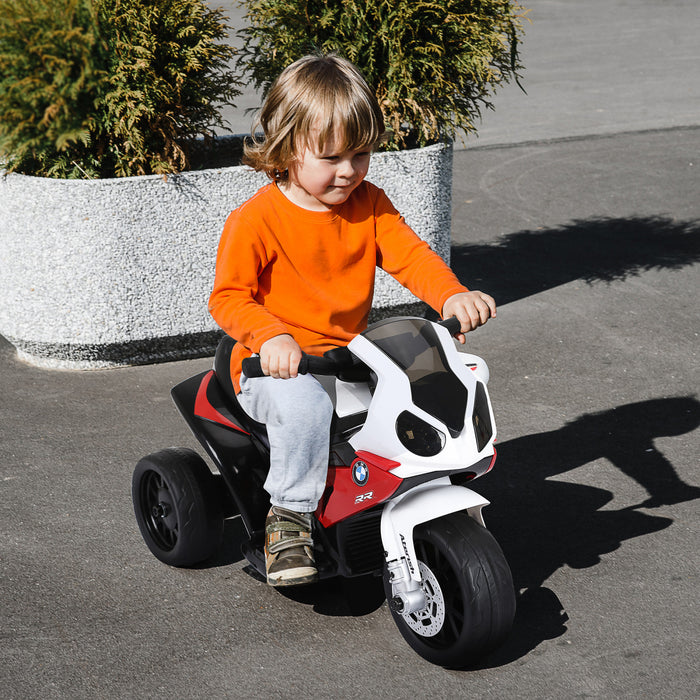 Aosom Kids Motorcycle, 6v Battery Powered Ride-On Toddler Motorcycle With Headlight, Music, 3 Wheels Electric Motorcycle For Kids, Licensed Bmw, Gift For Boys & Girls -red