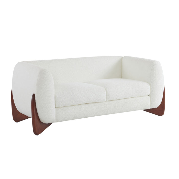 Lillian Solid Wood Modern Boucle Upholstered Loveseat Comfort Seating,Beige