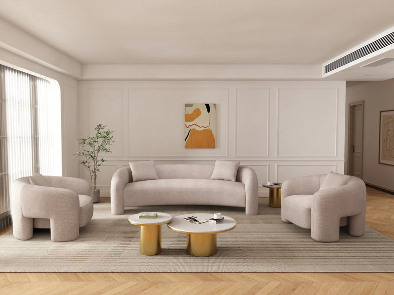 Sylvia Modern Glam 3-Piece Sofa Set in Gold Dust