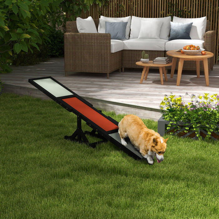 Pawhut Wood Pet Seesaw Platform Dog Agility Training Equipment Run Game Toy Weather Resistant Pet Supplies Black