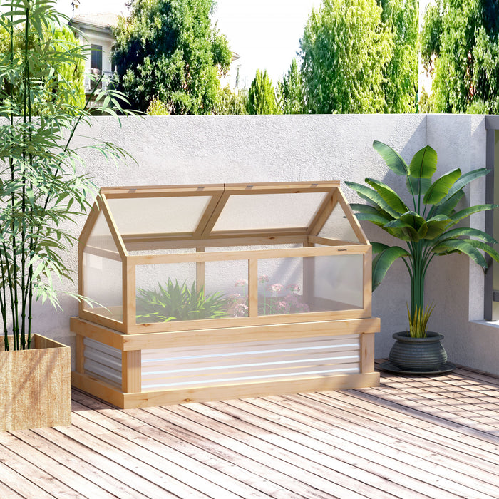 Outsunny Polycarbonate Cold Frame, Raised Garden Bed Greenhouse