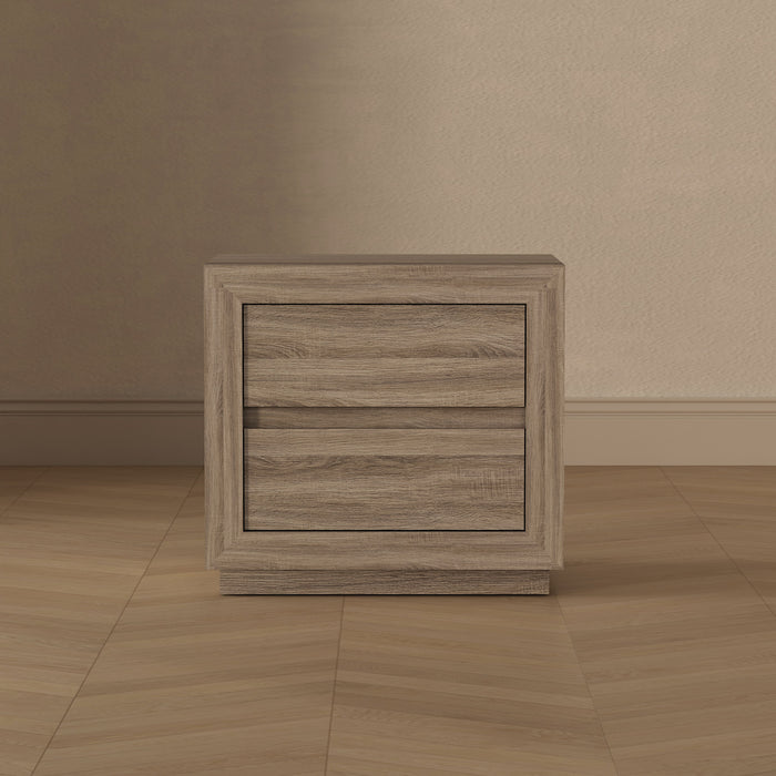 Soren Contemporary 26\" Nightstand in Natural Oak (2-Drawer)