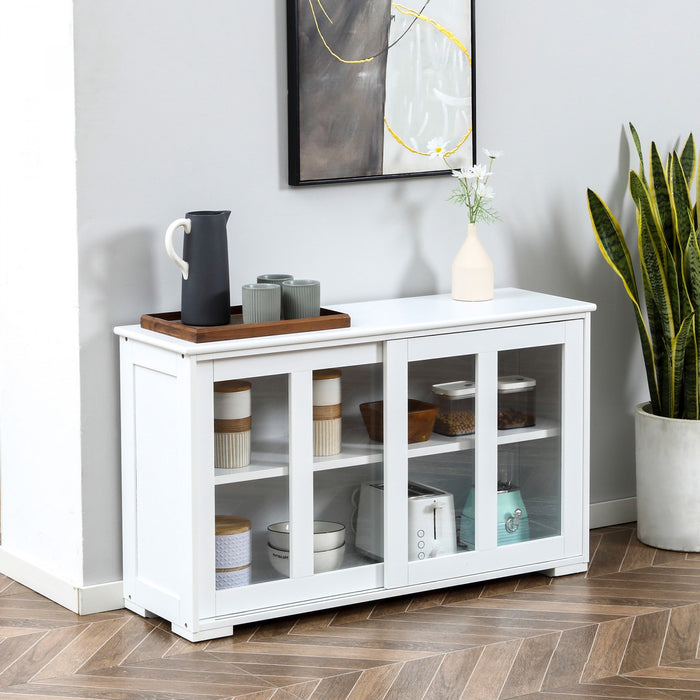HOMCOM Kitchen Sideboard Stackable Storage Cabinet with Sliding Glass Door