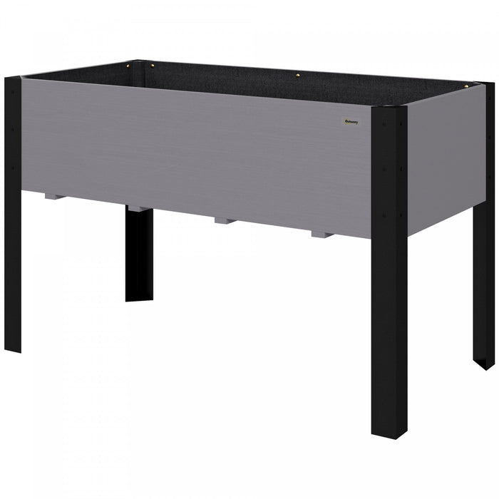 Outsunny Raised Garden Bed, Elevated Planter Box, 47\"x24\"x29\" with Legs, Metal Frame, Wooden Planter Pot for Backyard, Patio to Grow Vegetables, Herbs, and Flowers, Grey
