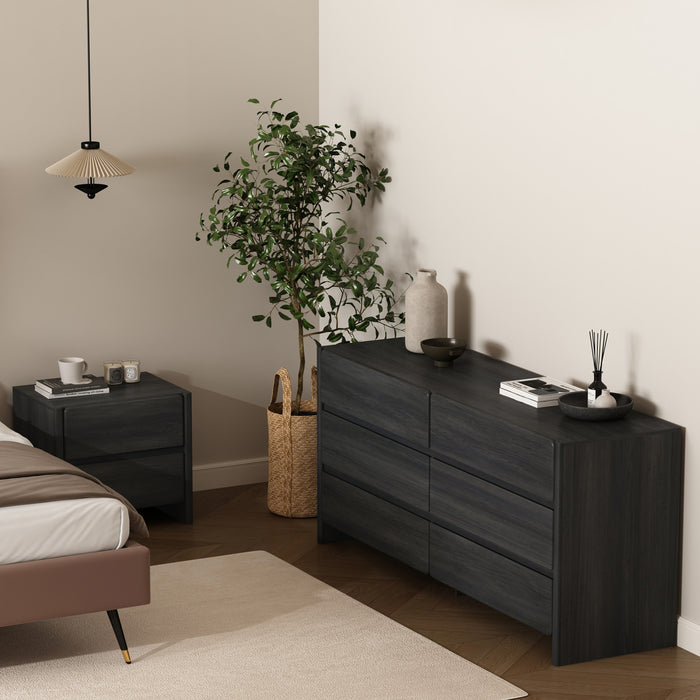 Linda Modern 2-Piece Dresser and Nightstand in Charcoal Gray