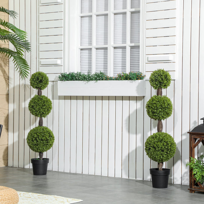 HOMCOM Set of 2 Decorative Artificial Plants Boxwood in Pots, 45.3 Inch