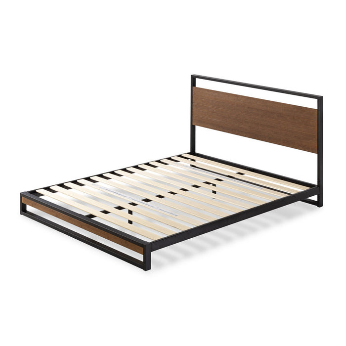 Suzanne Wood and Metal Platform Bed with Headboard - Queen Size