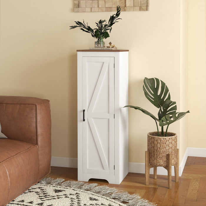 HOMCOM Farmhouse Storage Cabinet with Adjustable Shelf for Living Room
