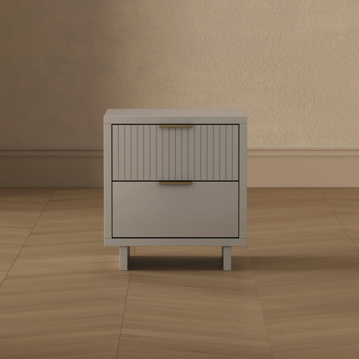 Elara Contemporary 18\" Solid Wood Nightstand in Light Gray (2-Drawer)