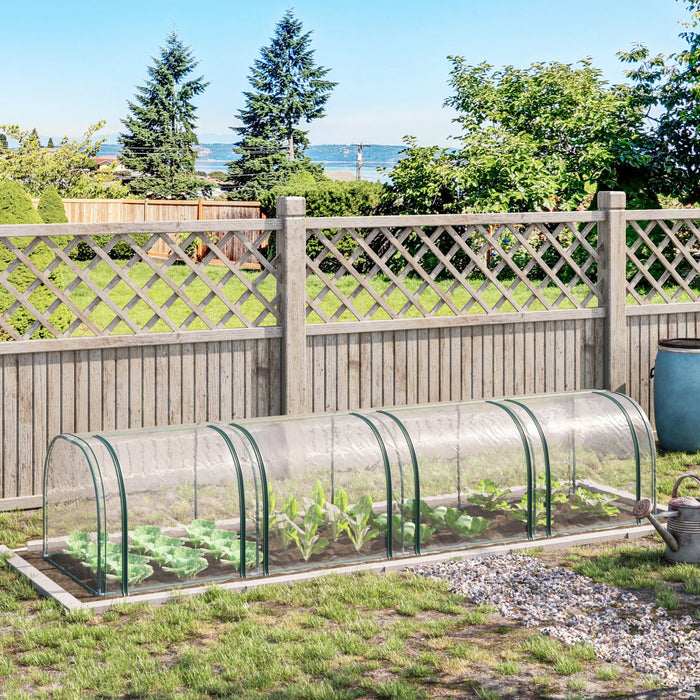 Outsunny 13' X 3' X 2.5' Portable Mini Tunnel Greenhouse With 4 Zipped Doors, Portable Small Green House, Easy Assembly, Clear