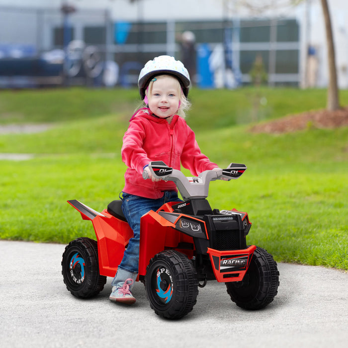 Aosom 6v Kids Atv Quad, Battery Powered Ride-On Electric Vehicle For Kids With Wear-resistant Wheels, For Boys And Girls Aged 18-36 Months, Red