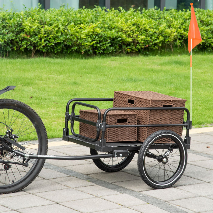 Aosom Bike Trailer Wagon Bicycle Cargo Trailer W/ Suspension, 16\" Wheels