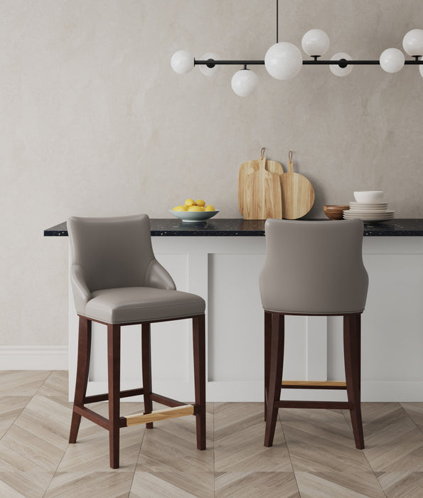Shubert Modern Wood Upholstered Barstool in Dark Taupe - Set of 2