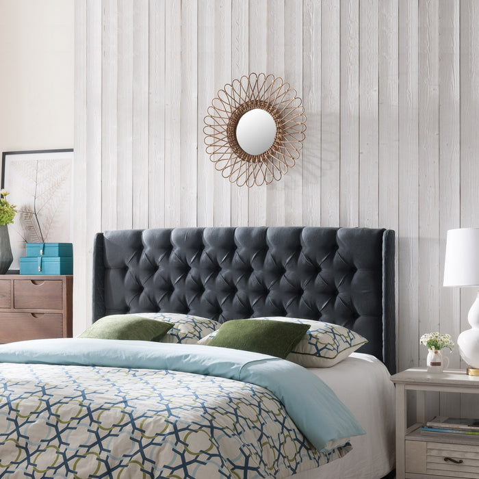 Hansen Upholstered Wingback Headboard With Button Tufting,king Size,black