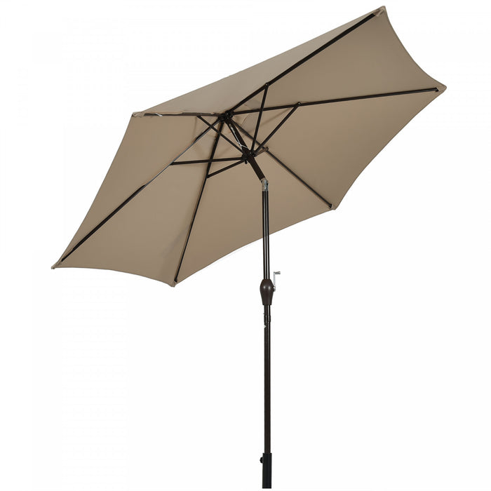 Costway 9Ft Outdoor Market Patio Table Umbrella Push Button Tilt Crank Lift Tan