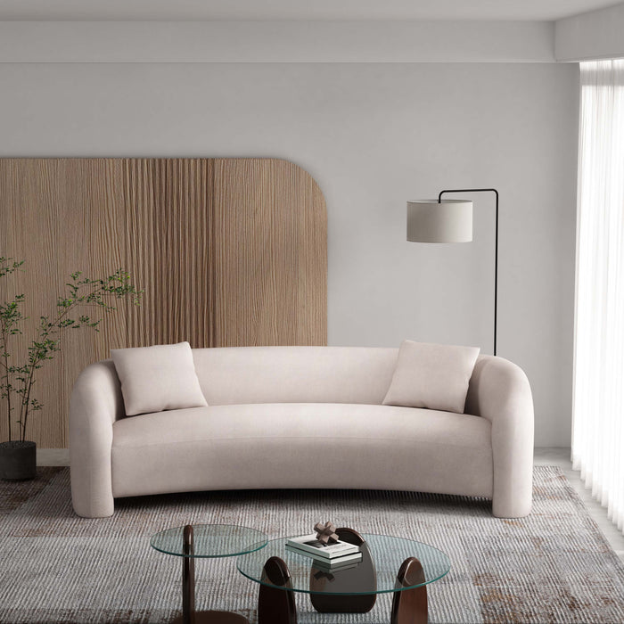 Sylvia Modern Glam 104\" Tweed Loveseat in Ivory