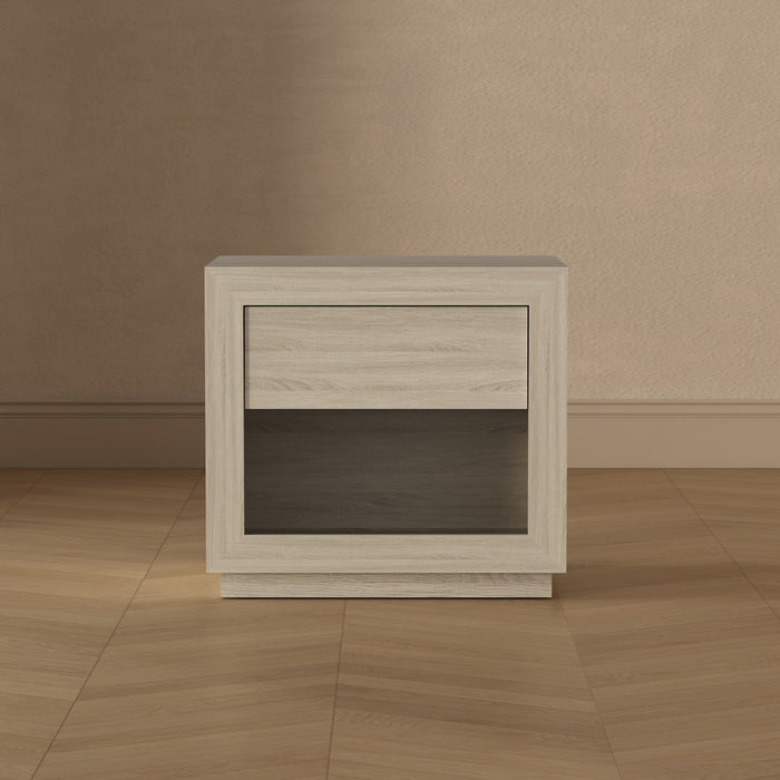 Soren Contemporary 26\" Nightstand in Whitewashed Oak (1-Drawer)