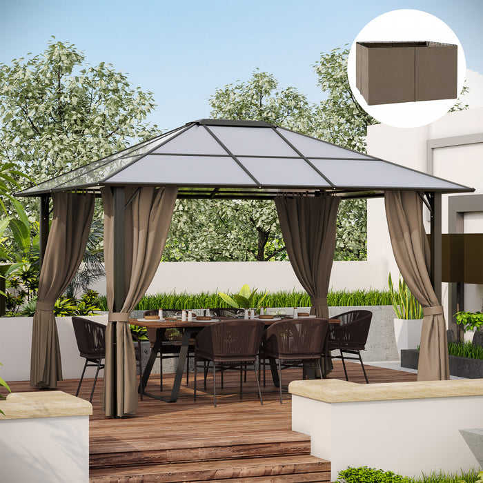 Outsunny Replacement Gazebo Curtains With Zipper, 4-panel Gazebo Privacy Side Panels Only, For 10' X 12' (3 X 3.6 M) Gazebos Or Pergolas, Hooks/c-rings Included, Brown