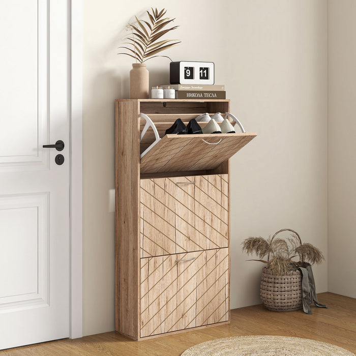 HOMCOM Slim Shoe Storage Cabinet with 3 Flip Drawers for 9-12 Pair of Shoes