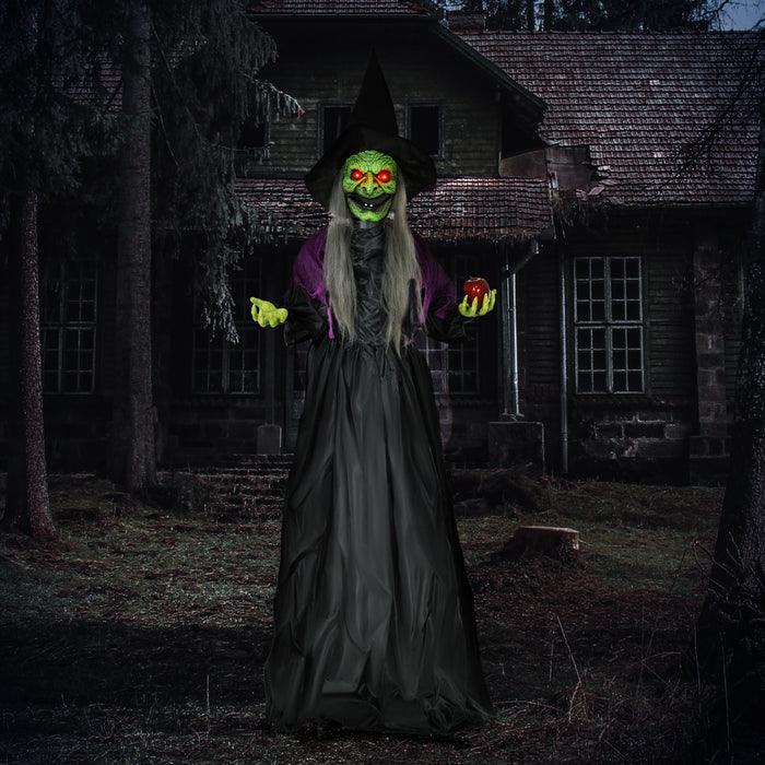Homcom Halloween Old Witch Animatronic Prop W/ Light Up Eyes