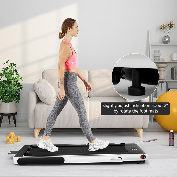 Superfit 2.25hp 2 In 1 Folding Treadmill W/ App Speaker Remote Control White