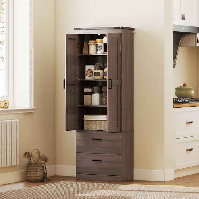 HOMCOM 67\" Tall Kitchen Pantry Cabinet with Adjustable Shelves