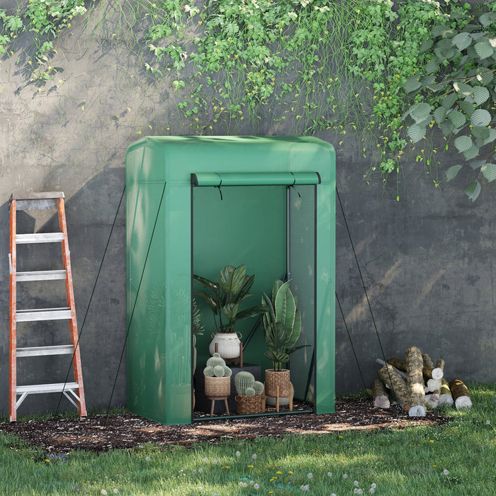 Outsunny 39\" X 20\" X 59\" Outdoor Tomato Greenhouse With Zipper Roll-up Door, Mini Plant Growhouse Hot House With Steel Frame, Pe Cover