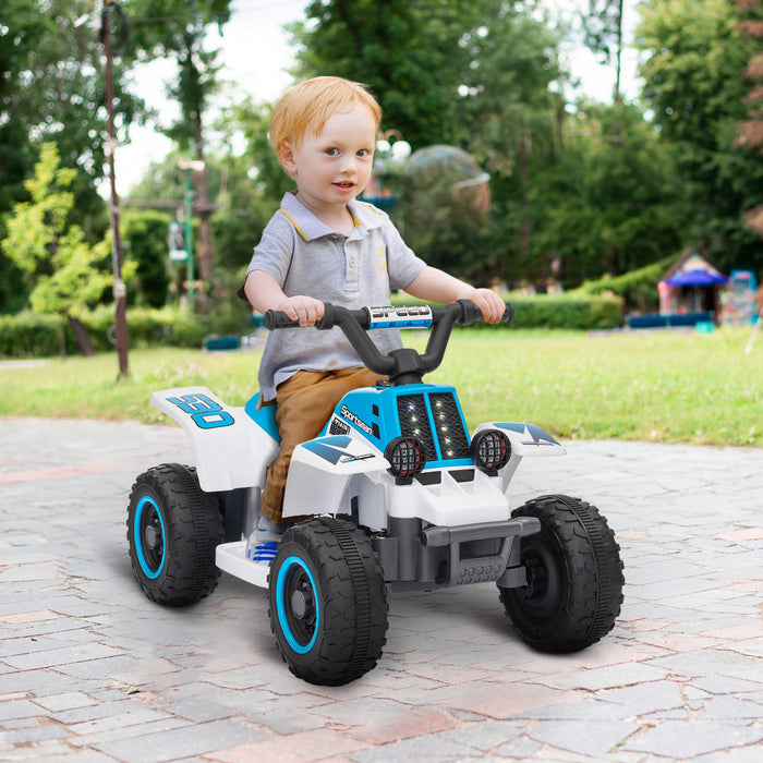 Qaba 6v Kids Atv Quad, 4 Wheeler Battery Powered Ride-On Electric Ride On Car With Led Headlights, Forward Backward, For Boys And Girls, White