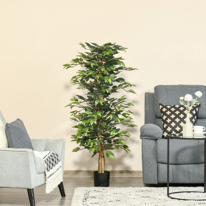 HOMCOM 5FT Artificial Ficus Tree for Indoor Decoration