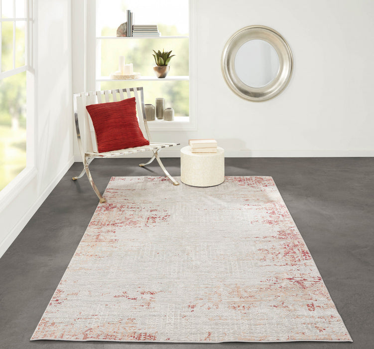 Amber Traditional 7'9\" x 9'10\" Area Rug in Red Indoor Area Rug