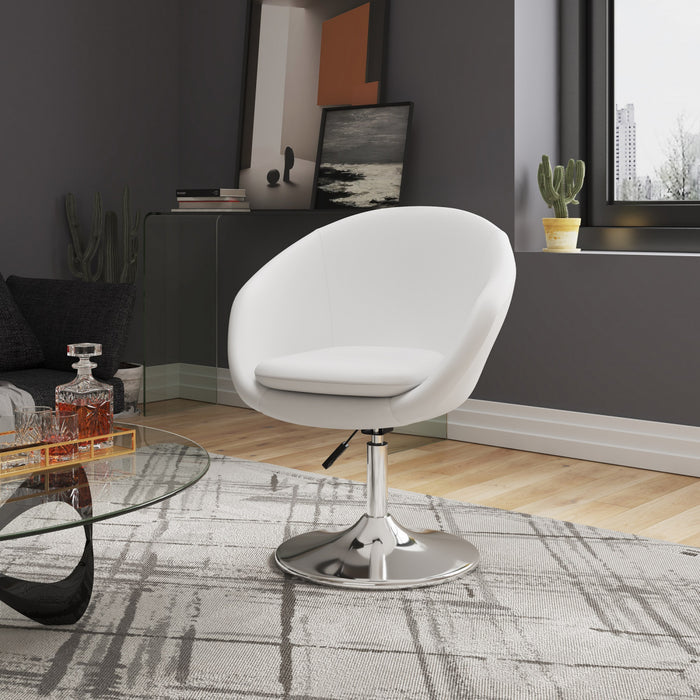 Hopper Modern Upholstered Swivel Lounge Chair in White - Set of 2 Accent Chair