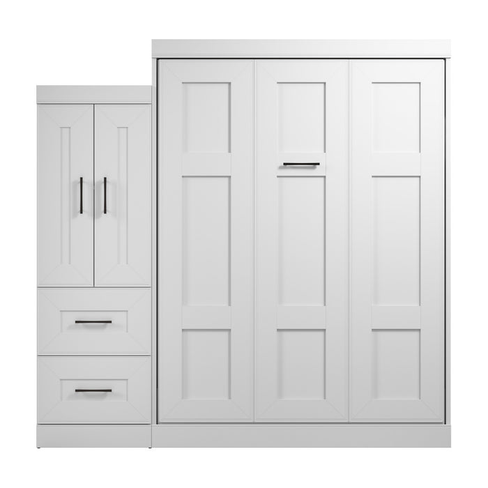 Bestar Edge Queen Murphy Bed with Wardrobe (90 W) - White