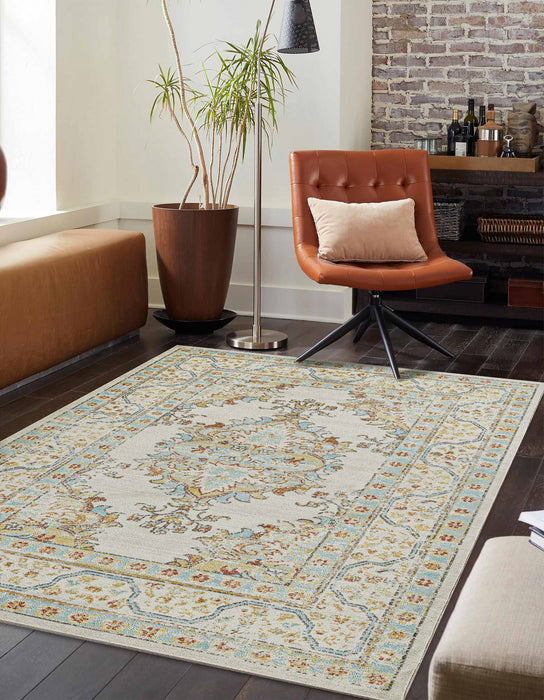 Esme Traditional 7'10\" x 10'6\" Area Rug in Ivory Indoor Area Rug