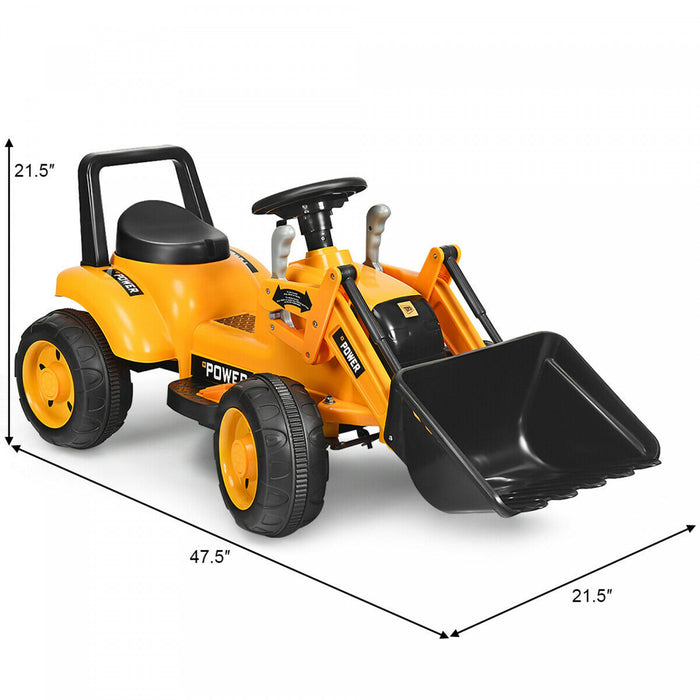 Kids Ride On Excavator Digger 6v Battery Powered Tractor W/digging Bucket Yellow