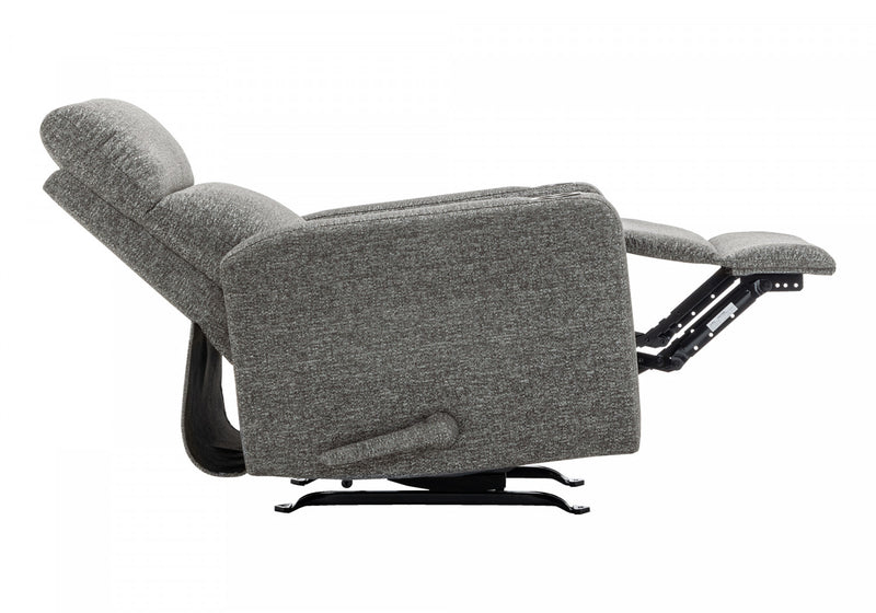 Upholstered Small Reclining Chair, Manual Rocker, Cup Holders, Dark Grey Fabric Recliner