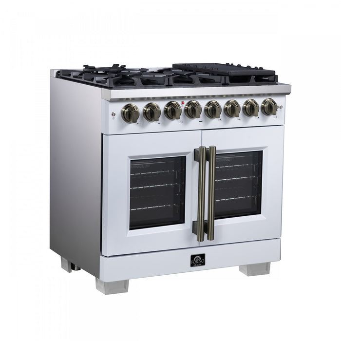 Forno Capriasca 36\" French Door Dual Fuel Range, White, 5.36 cu. ft. - FFSGS6387-36WHT